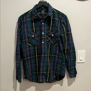 J. Crew Green and Blue Plaid Flannel